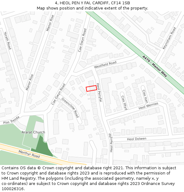4, HEOL PEN Y FAI, CARDIFF, CF14 1SB: Location map and indicative extent of plot