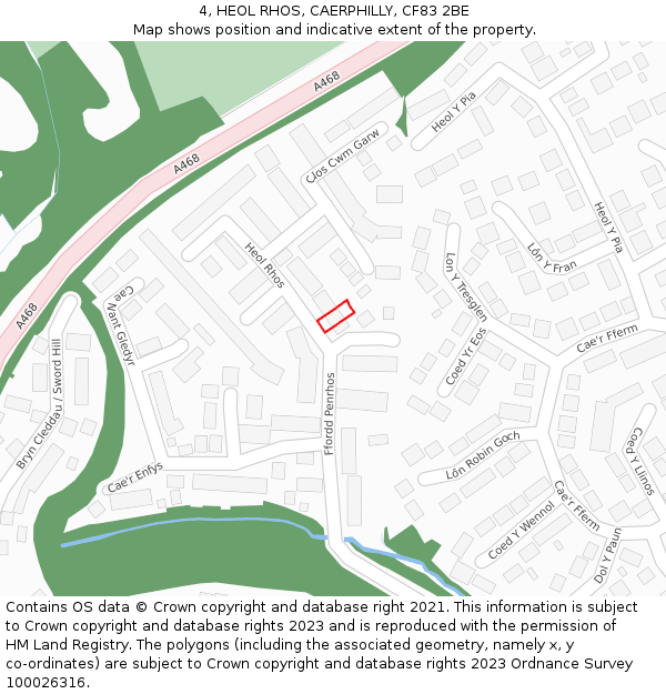 4, HEOL RHOS, CAERPHILLY, CF83 2BE: Location map and indicative extent of plot