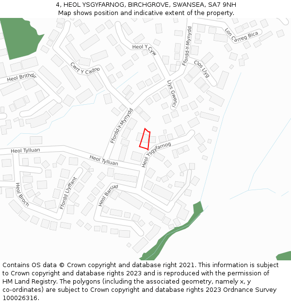 4, HEOL YSGYFARNOG, BIRCHGROVE, SWANSEA, SA7 9NH: Location map and indicative extent of plot