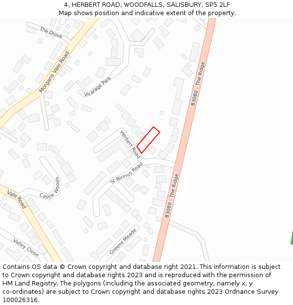 4, HERBERT ROAD, WOODFALLS, SALISBURY, SP5 2LF: Location map and indicative extent of plot