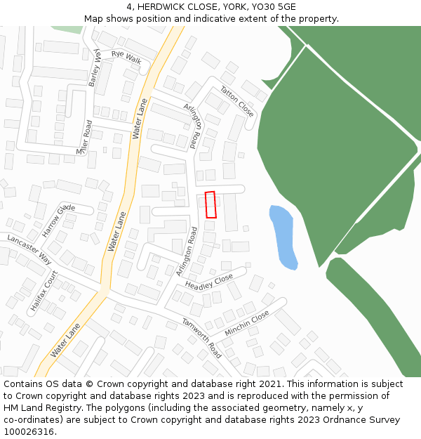 4, HERDWICK CLOSE, YORK, YO30 5GE: Location map and indicative extent of plot
