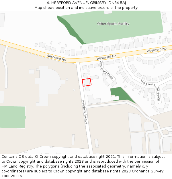 4, HEREFORD AVENUE, GRIMSBY, DN34 5AJ: Location map and indicative extent of plot