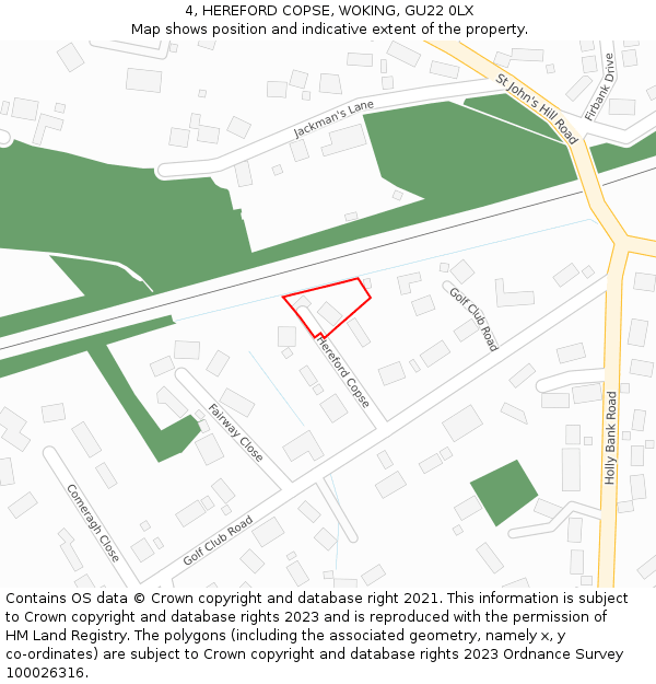 4, HEREFORD COPSE, WOKING, GU22 0LX: Location map and indicative extent of plot