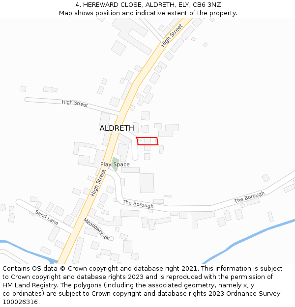 4, HEREWARD CLOSE, ALDRETH, ELY, CB6 3NZ: Location map and indicative extent of plot