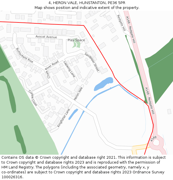 4, HERON VALE, HUNSTANTON, PE36 5PR: Location map and indicative extent of plot