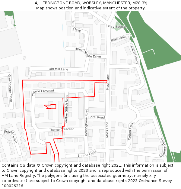 4, HERRINGBONE ROAD, WORSLEY, MANCHESTER, M28 3YJ: Location map and indicative extent of plot