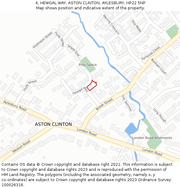 4, HEWGAL WAY, ASTON CLINTON, AYLESBURY, HP22 5NP: Location map and indicative extent of plot