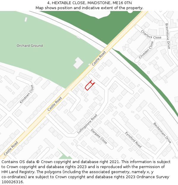 4, HEXTABLE CLOSE, MAIDSTONE, ME16 0TN: Location map and indicative extent of plot