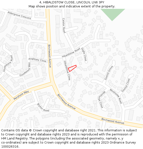 4, HIBALDSTOW CLOSE, LINCOLN, LN6 3PY: Location map and indicative extent of plot