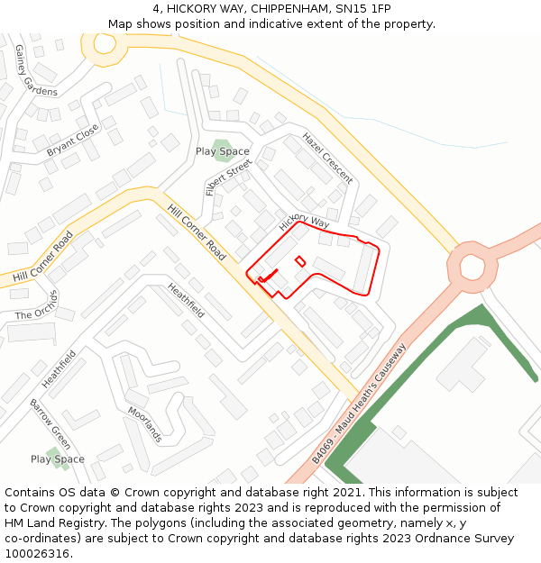 4, HICKORY WAY, CHIPPENHAM, SN15 1FP: Location map and indicative extent of plot