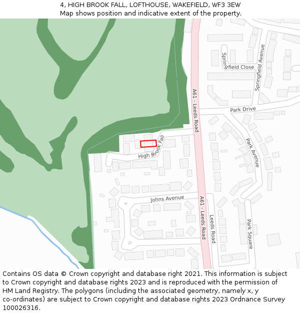 4, HIGH BROOK FALL, LOFTHOUSE, WAKEFIELD, WF3 3EW: Location map and indicative extent of plot