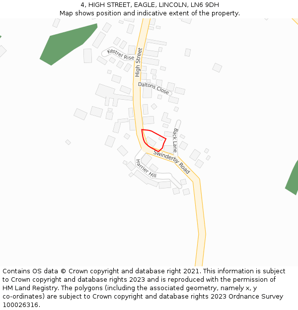 4, HIGH STREET, EAGLE, LINCOLN, LN6 9DH: Location map and indicative extent of plot