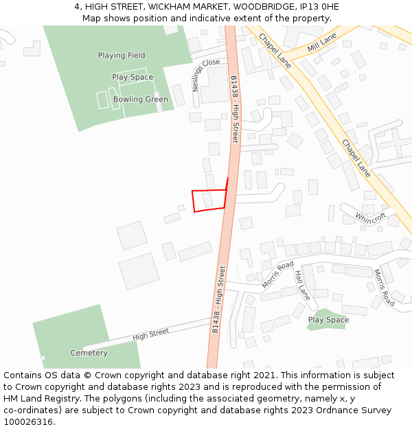 4, HIGH STREET, WICKHAM MARKET, WOODBRIDGE, IP13 0HE: Location map and indicative extent of plot