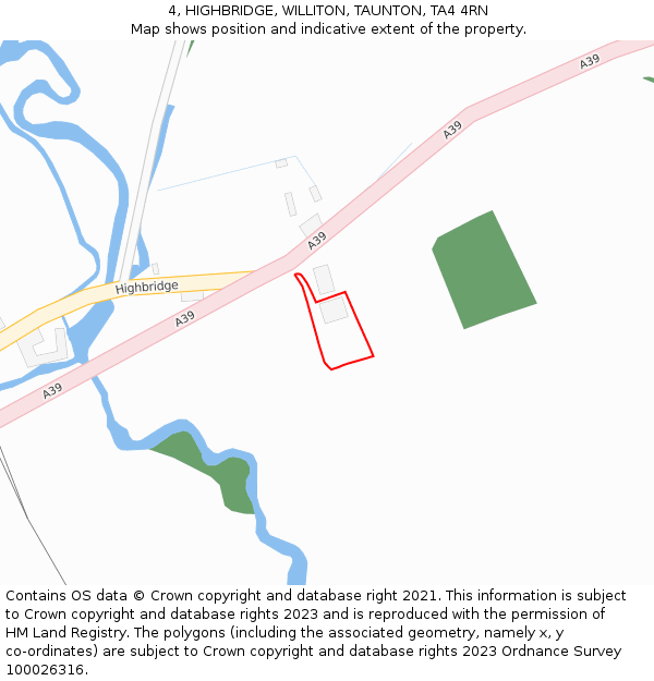 4, HIGHBRIDGE, WILLITON, TAUNTON, TA4 4RN: Location map and indicative extent of plot