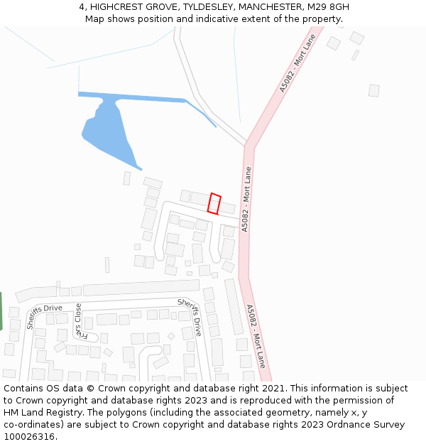 4, HIGHCREST GROVE, TYLDESLEY, MANCHESTER, M29 8GH: Location map and indicative extent of plot