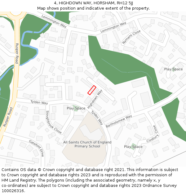 4, HIGHDOWN WAY, HORSHAM, RH12 5JJ: Location map and indicative extent of plot