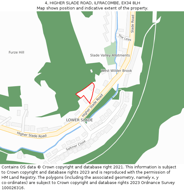 4, HIGHER SLADE ROAD, ILFRACOMBE, EX34 8LH: Location map and indicative extent of plot