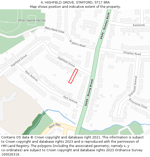 4, HIGHFIELD GROVE, STAFFORD, ST17 9RA: Location map and indicative extent of plot