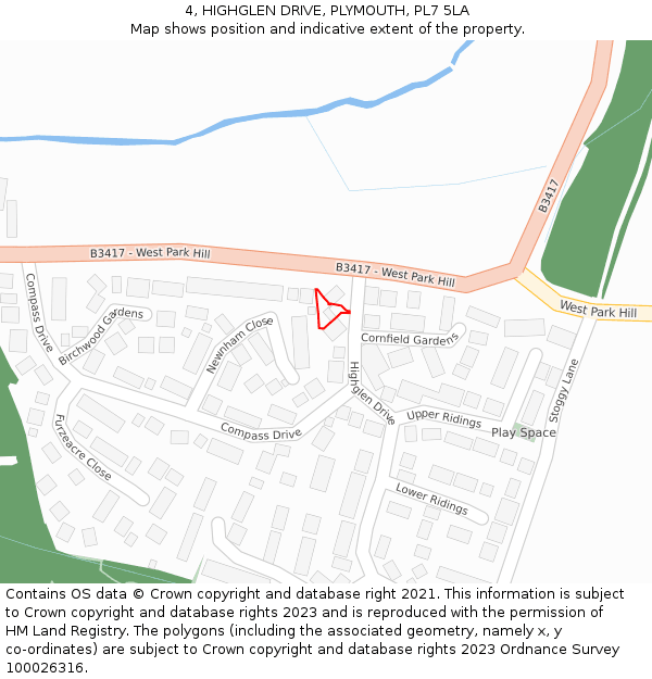 4, HIGHGLEN DRIVE, PLYMOUTH, PL7 5LA: Location map and indicative extent of plot