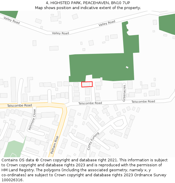 4, HIGHSTED PARK, PEACEHAVEN, BN10 7UP: Location map and indicative extent of plot