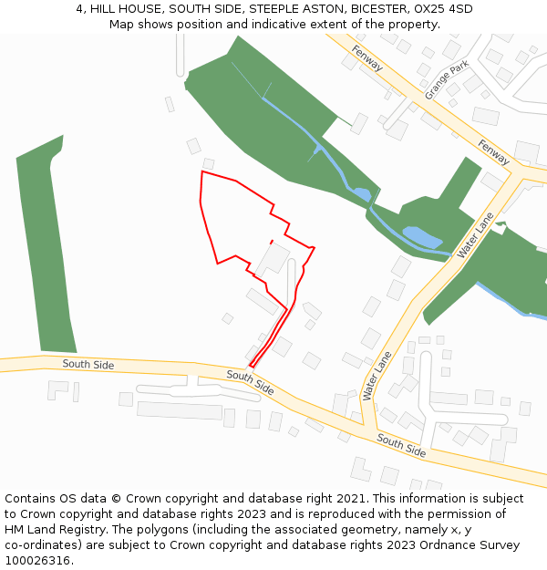 4, HILL HOUSE, SOUTH SIDE, STEEPLE ASTON, BICESTER, OX25 4SD: Location map and indicative extent of plot