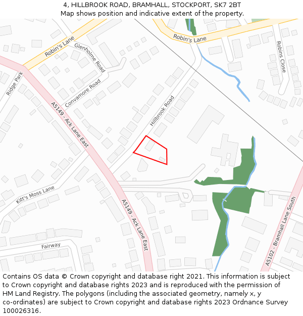 4, HILLBROOK ROAD, BRAMHALL, STOCKPORT, SK7 2BT: Location map and indicative extent of plot