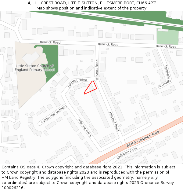 4, HILLCREST ROAD, LITTLE SUTTON, ELLESMERE PORT, CH66 4PZ: Location map and indicative extent of plot