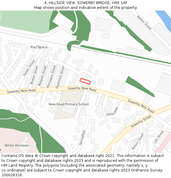 4, HILLSIDE VIEW, SOWERBY BRIDGE, HX6 1AF: Location map and indicative extent of plot