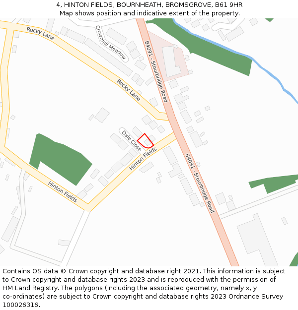 4, HINTON FIELDS, BOURNHEATH, BROMSGROVE, B61 9HR: Location map and indicative extent of plot