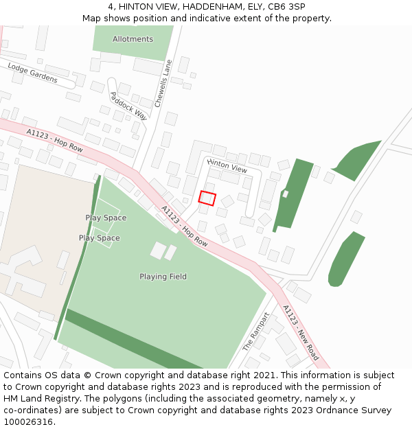 4, HINTON VIEW, HADDENHAM, ELY, CB6 3SP: Location map and indicative extent of plot