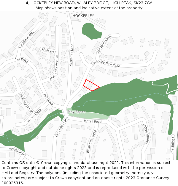 4, HOCKERLEY NEW ROAD, WHALEY BRIDGE, HIGH PEAK, SK23 7GA: Location map and indicative extent of plot