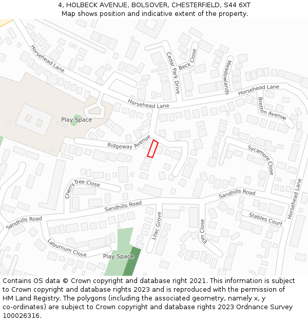 4, HOLBECK AVENUE, BOLSOVER, CHESTERFIELD, S44 6XT: Location map and indicative extent of plot