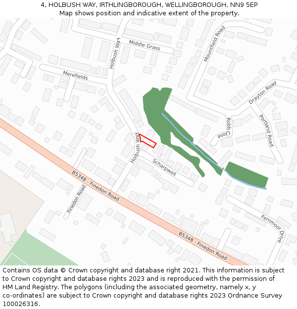 4, HOLBUSH WAY, IRTHLINGBOROUGH, WELLINGBOROUGH, NN9 5EP: Location map and indicative extent of plot