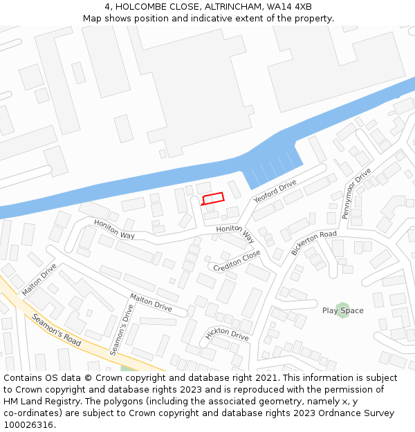 4, HOLCOMBE CLOSE, ALTRINCHAM, WA14 4XB: Location map and indicative extent of plot