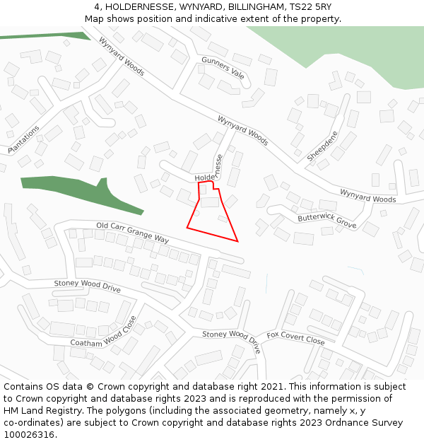 4, HOLDERNESSE, WYNYARD, BILLINGHAM, TS22 5RY: Location map and indicative extent of plot