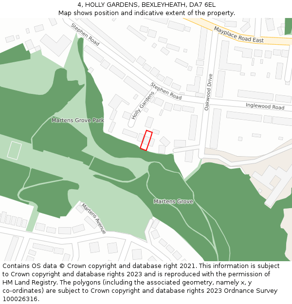 4, HOLLY GARDENS, BEXLEYHEATH, DA7 6EL: Location map and indicative extent of plot