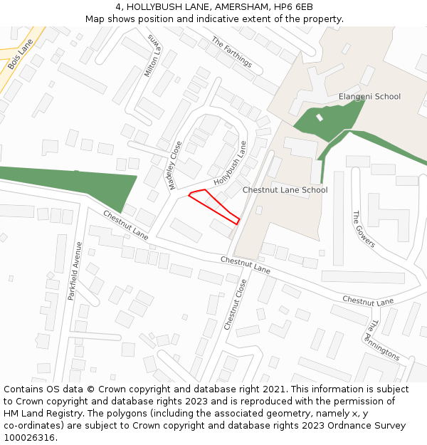 4, HOLLYBUSH LANE, AMERSHAM, HP6 6EB: Location map and indicative extent of plot