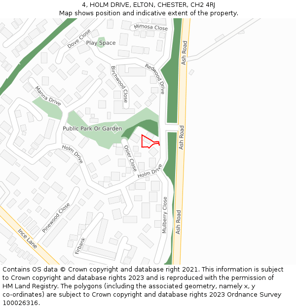 4, HOLM DRIVE, ELTON, CHESTER, CH2 4RJ: Location map and indicative extent of plot