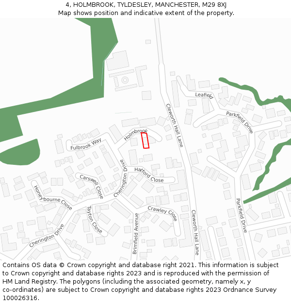 4, HOLMBROOK, TYLDESLEY, MANCHESTER, M29 8XJ: Location map and indicative extent of plot