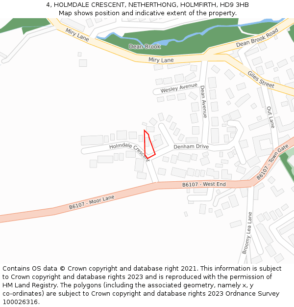 4, HOLMDALE CRESCENT, NETHERTHONG, HOLMFIRTH, HD9 3HB: Location map and indicative extent of plot