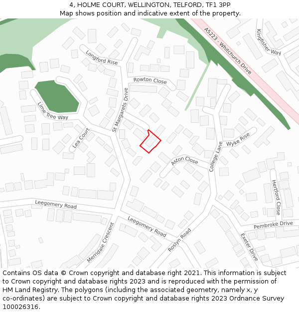 4, HOLME COURT, WELLINGTON, TELFORD, TF1 3PP: Location map and indicative extent of plot