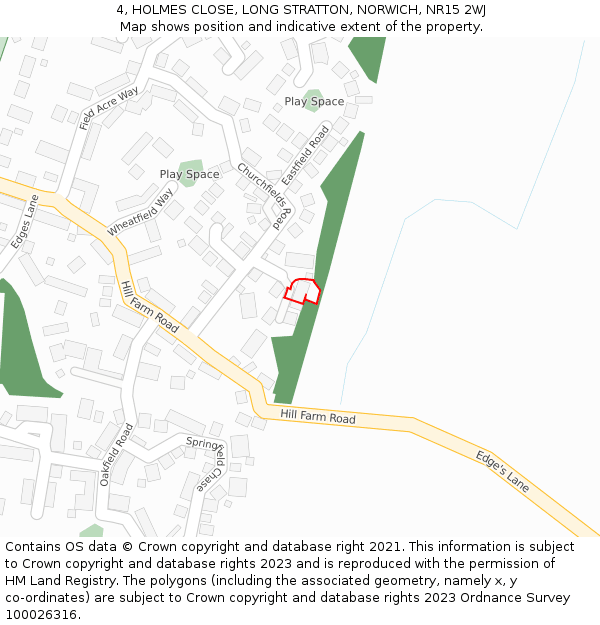 4, HOLMES CLOSE, LONG STRATTON, NORWICH, NR15 2WJ: Location map and indicative extent of plot