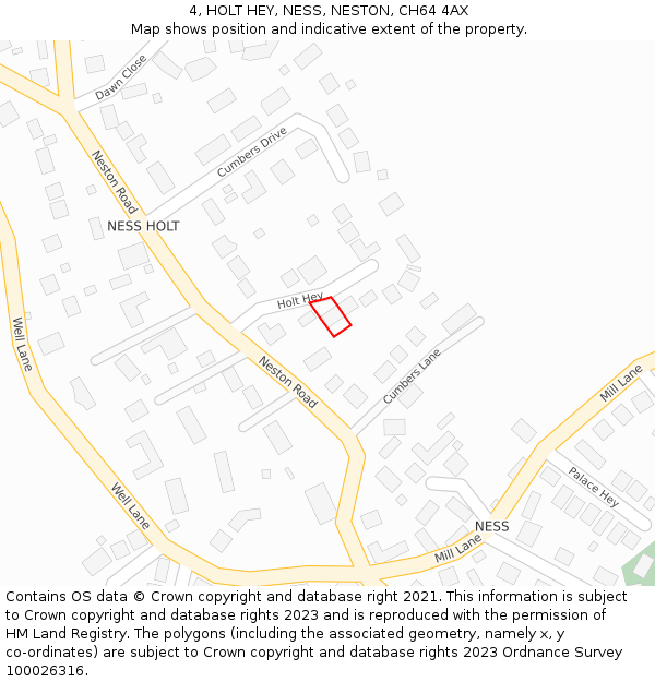 4, HOLT HEY, NESS, NESTON, CH64 4AX: Location map and indicative extent of plot