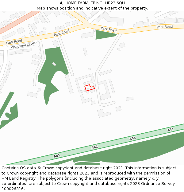 4, HOME FARM, TRING, HP23 6QU: Location map and indicative extent of plot