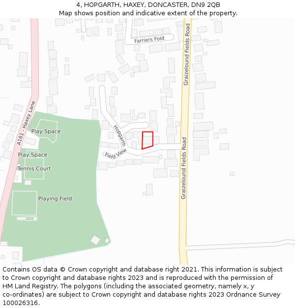 4, HOPGARTH, HAXEY, DONCASTER, DN9 2QB: Location map and indicative extent of plot