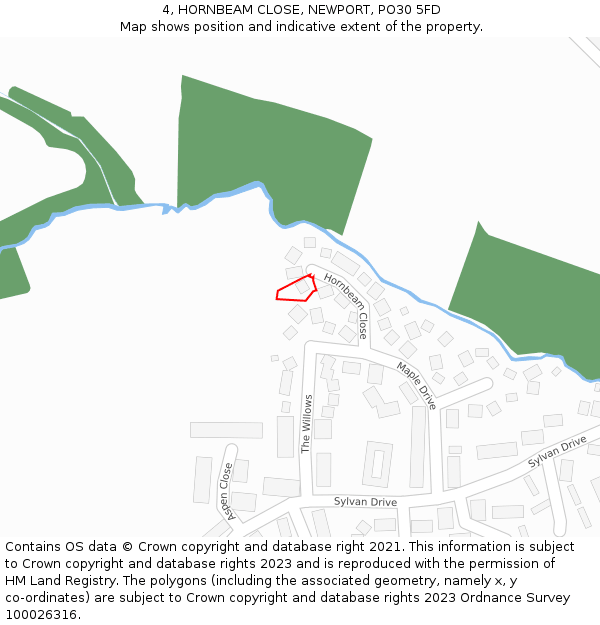 4, HORNBEAM CLOSE, NEWPORT, PO30 5FD: Location map and indicative extent of plot