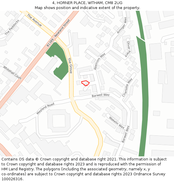 4, HORNER PLACE, WITHAM, CM8 2UG: Location map and indicative extent of plot