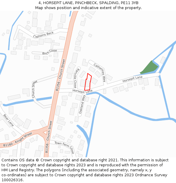 4, HORSEPIT LANE, PINCHBECK, SPALDING, PE11 3YB: Location map and indicative extent of plot