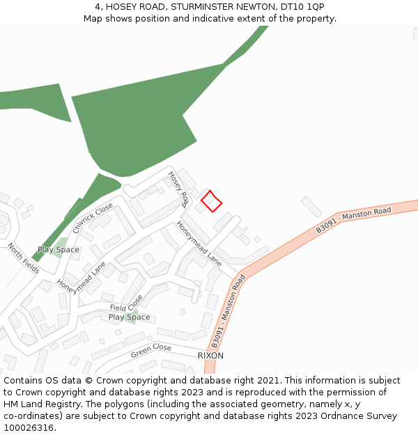 4, HOSEY ROAD, STURMINSTER NEWTON, DT10 1QP: Location map and indicative extent of plot