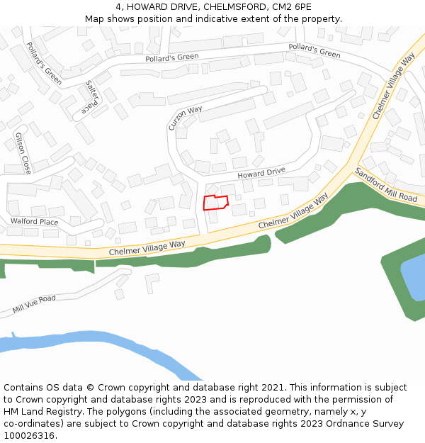 4, HOWARD DRIVE, CHELMSFORD, CM2 6PE: Location map and indicative extent of plot